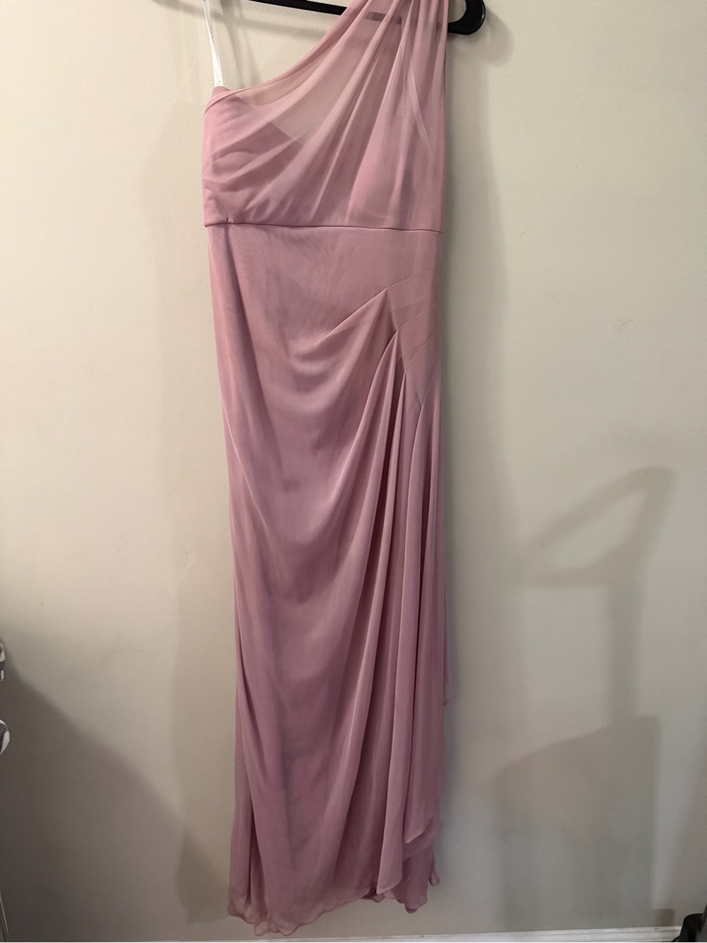David's Bridal One-Shoulder Blush Dress